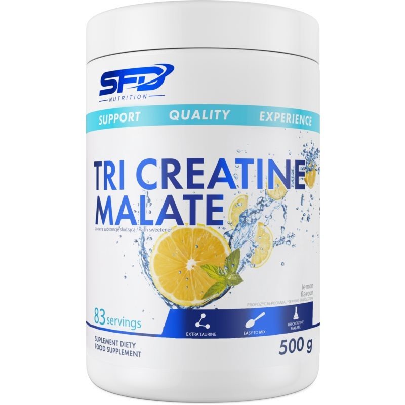 SFD Nutrition Tri Creatine Malate podpora sportovního výkonu a regenerace příchuť Lemon 500 g