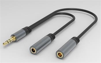 PremiumCord HQ Kabelová rozdvojka 3,5mm Jack Male - 2x Jack Female 15cm