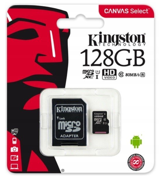 Kingston Microsd Card 128GB Micro CL10 Sd Adaptér