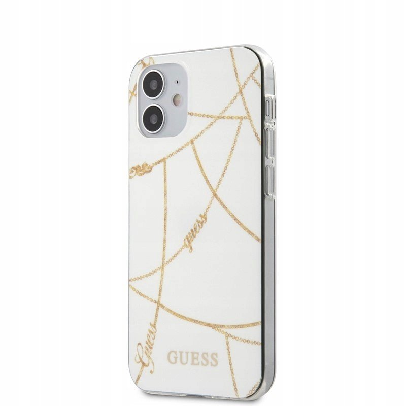 Guess Gold Chain Kryt na iPhone 12 Mini (bílý)