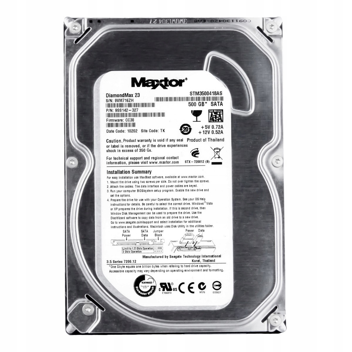 Maxtor 500GB 7.2k 16MB Sata II 3.5'' STM3500418AS