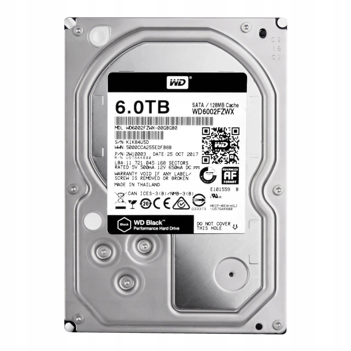 Wd Black 6TB 7.2K 128MB Sata III 3.5'' WD6002FZWX