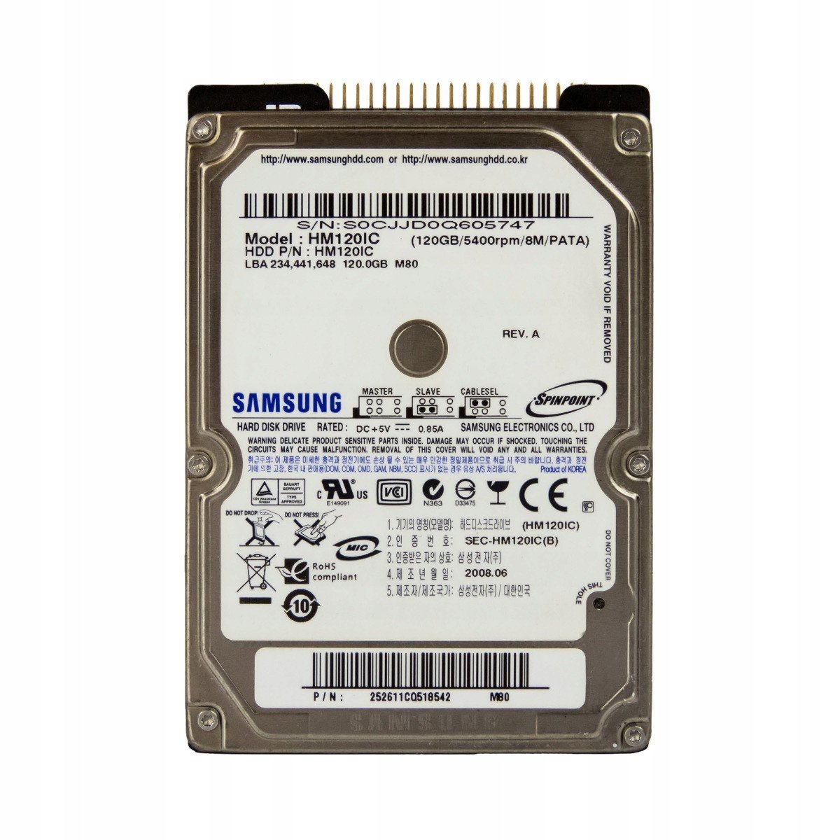 Samsung SpinPoint M80 120GB 5,4K Ata 2,5'' HM120IC