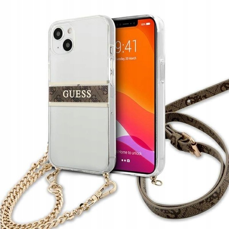 Guess 4G Gold Stripe Crossbody – pouzdro na iPhone 13 Mi