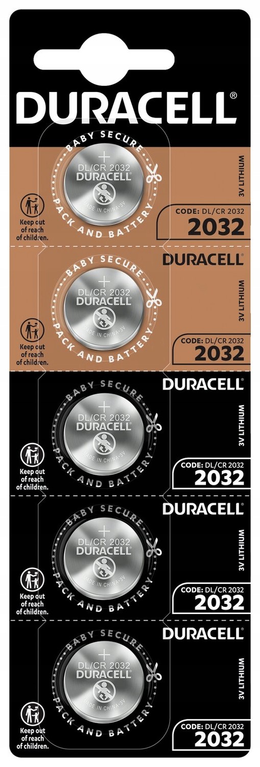 5 x Lithiová baterie Duracell CR2032 3V pro hodinky