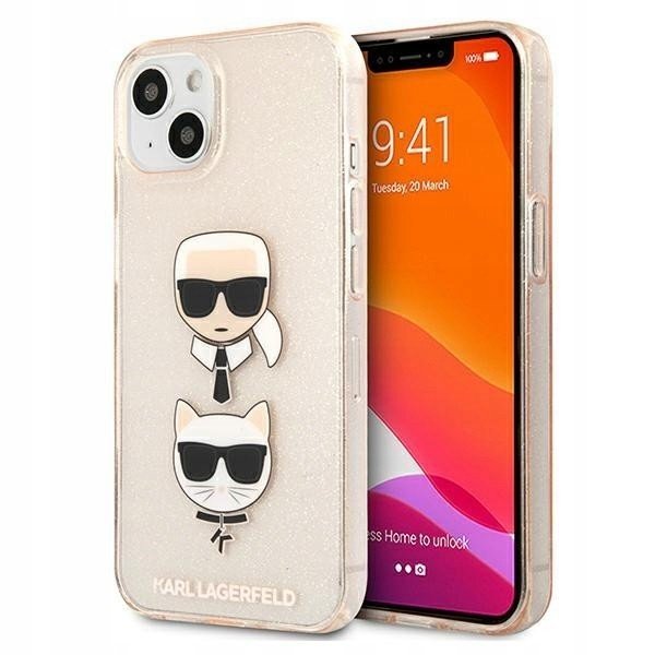 Pouzdro Karl Lagerfeld iPhone 13 mini zlaté Glitter