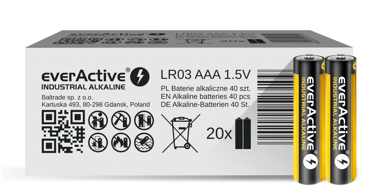 40 x LR03 baterie everActive Industrial Nevhodné