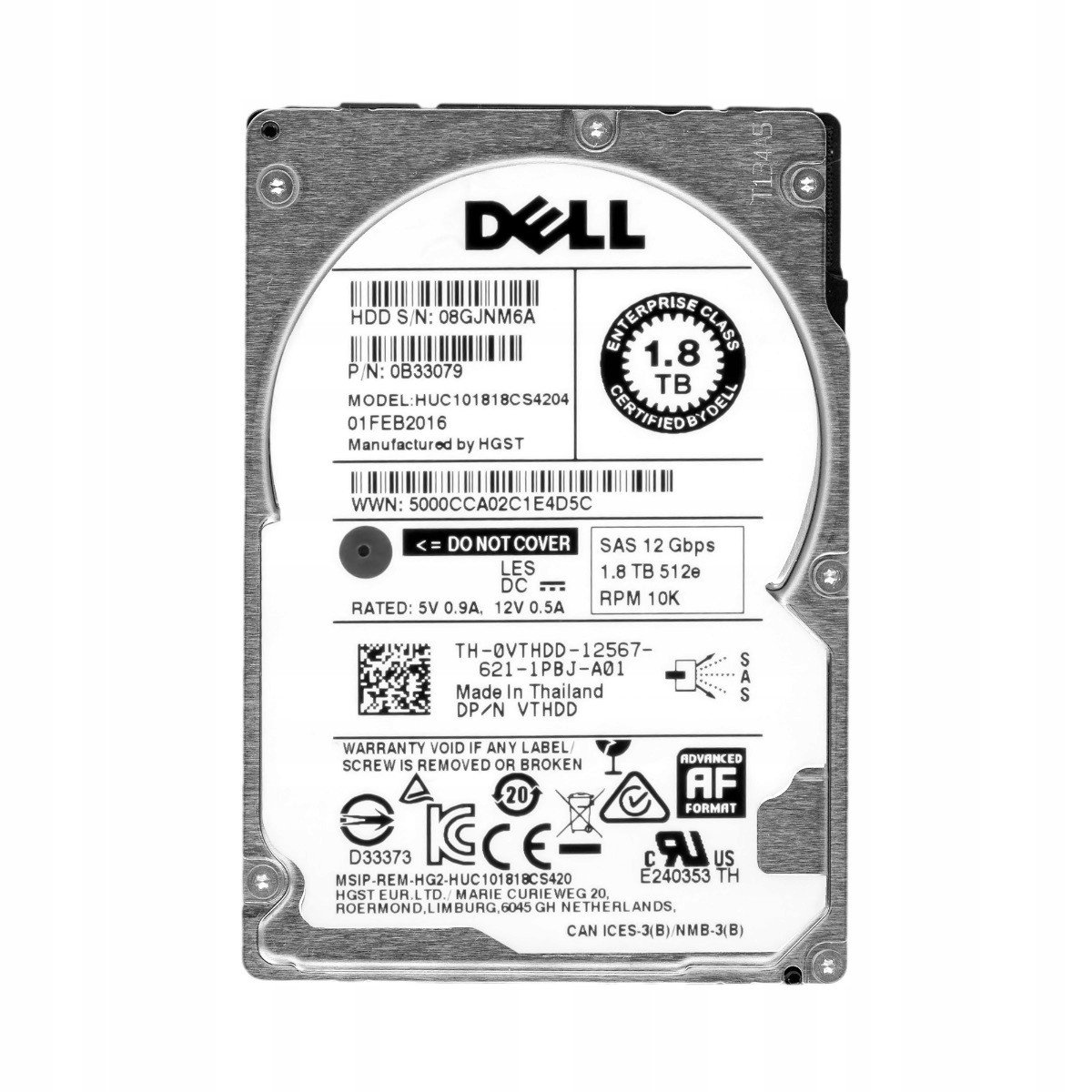 Dell 0VTHDD 1,8TB 10K SAS-3 2,5'' HUC101818CS4204