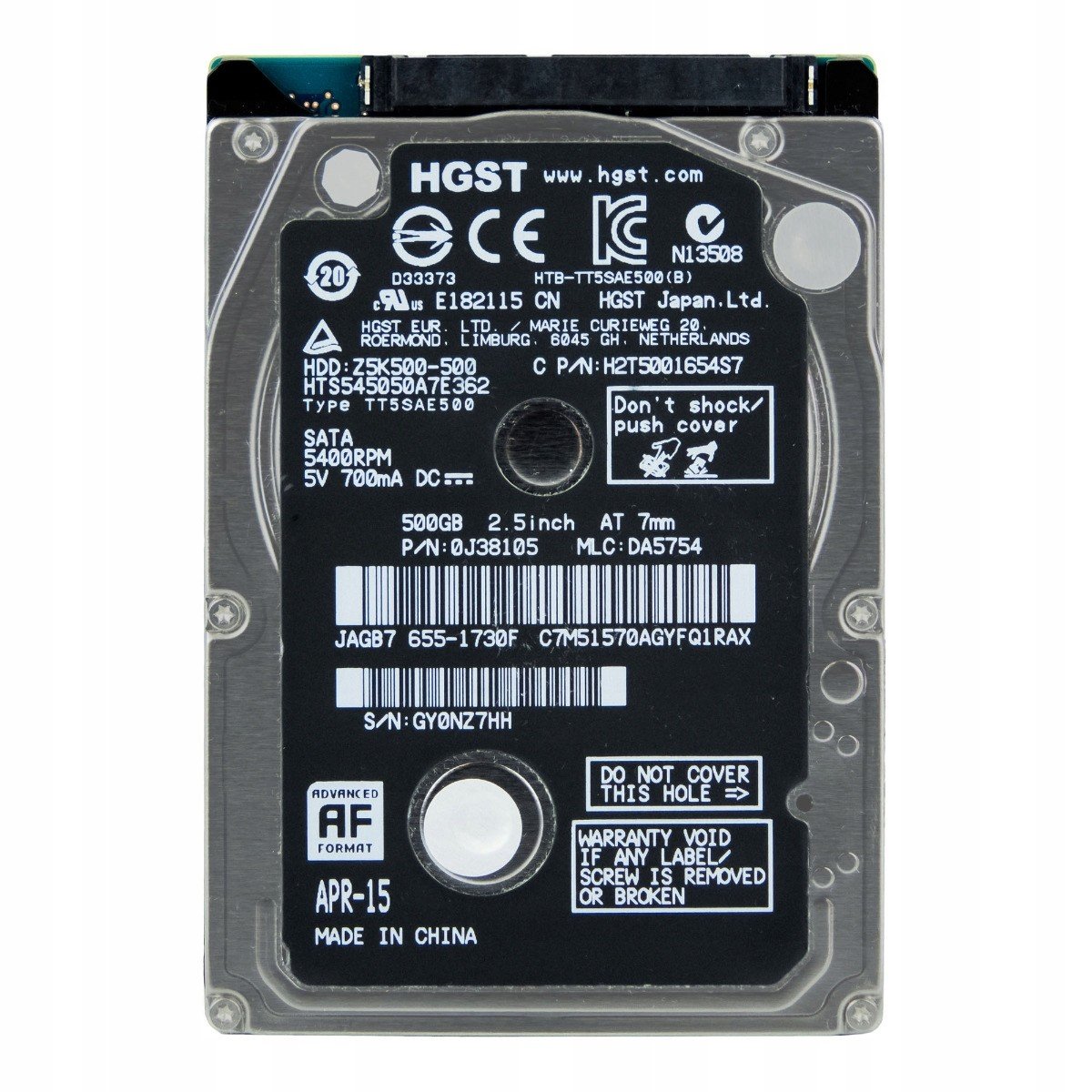 Hgst 500GB 5.4K 16MB Sata II 2.5'' HTS545050A7E362