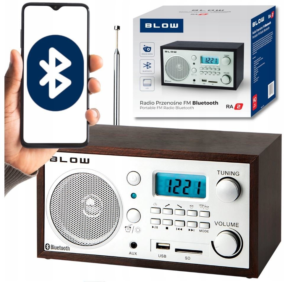 Kuchyňské Rádio Fm Retro Bluetooth Přenosný Budík