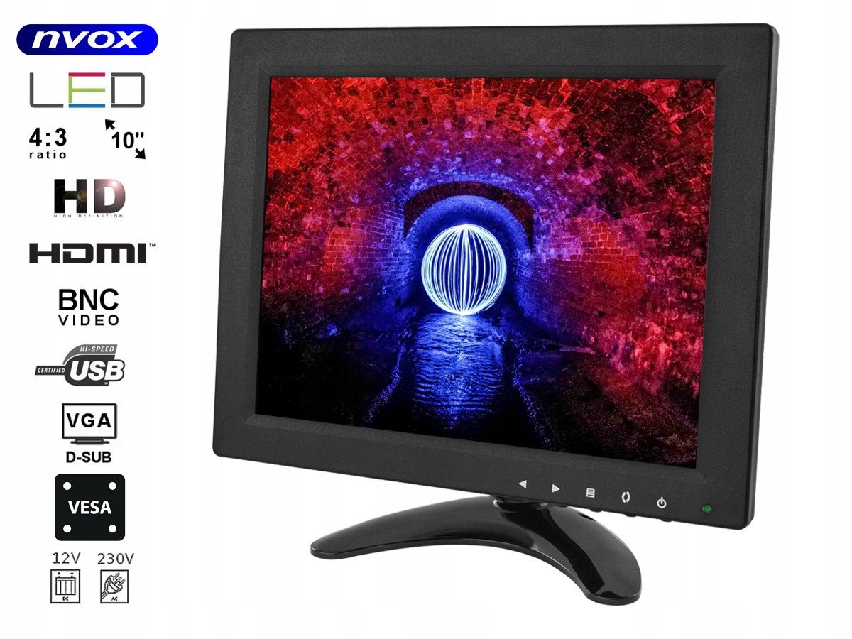 LCD monitor 10 palců Led Vga Hdmi Av Usb Bnc 12