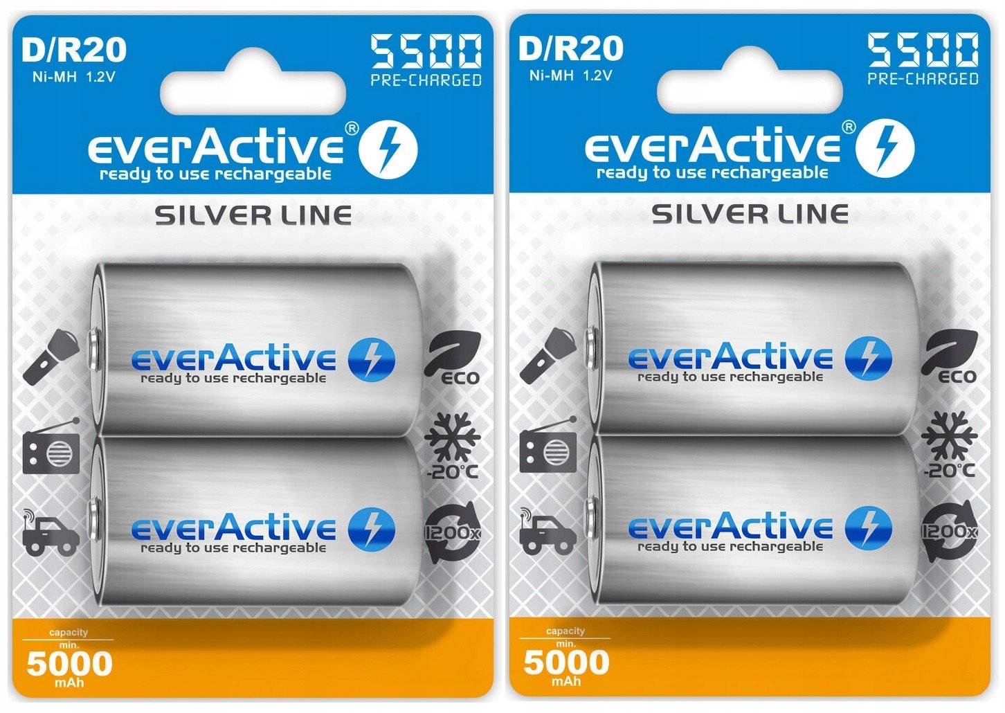 Baterie D/R20 everActive Silver Line 5500 mAh