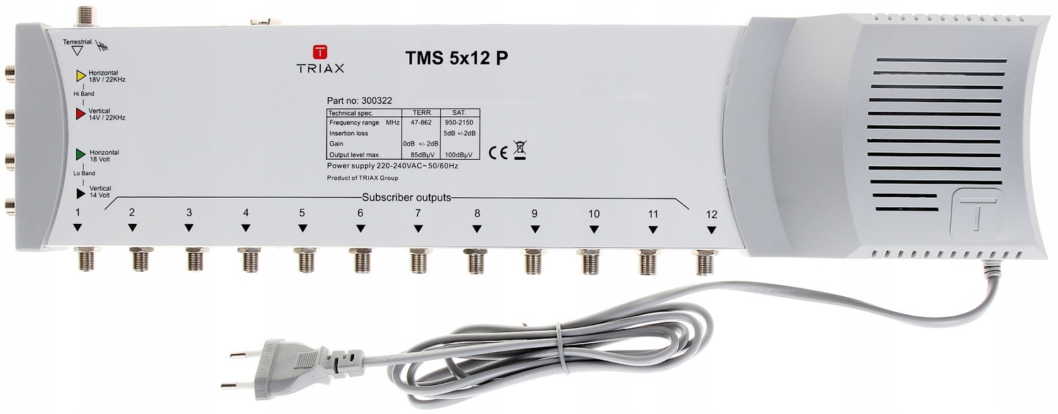Multipřepínač TMS-5/12 5 vstupů 12 výstupů Triax
