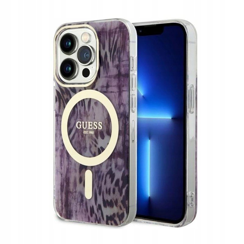 Guess Leopard MagSafe Kryt na iPhone 14 Pro Max (Ró