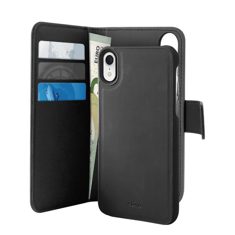 Odnímatelná peněženka Puro – pouzdro 2v1 na iPhone Xr (černé)