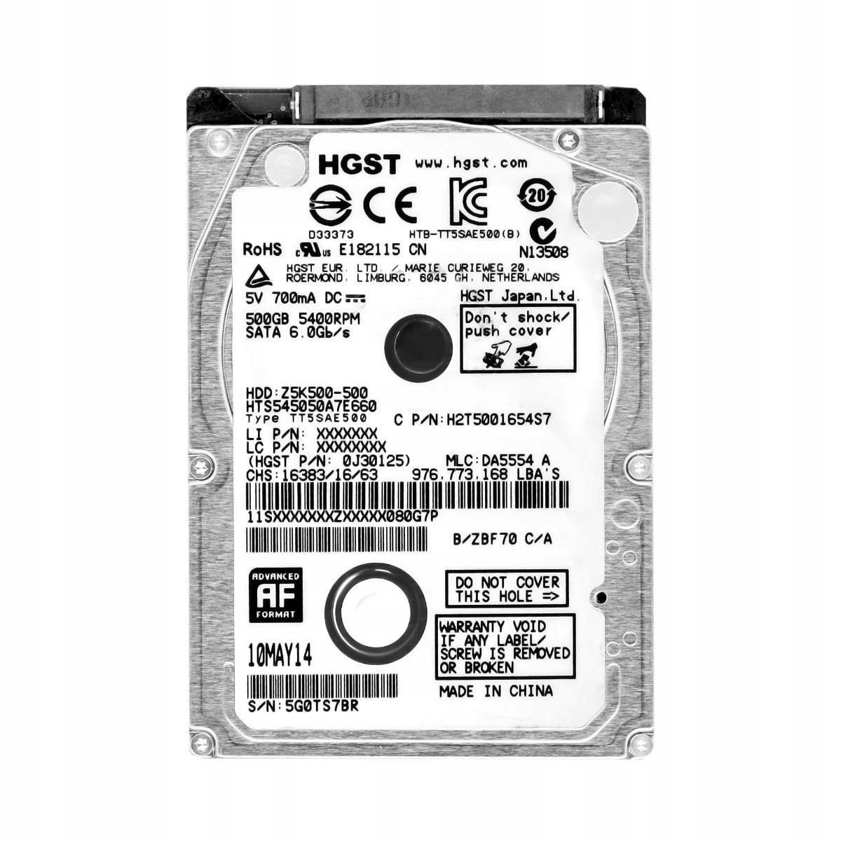 Hgst 500GB 5.4K 8MB Sata III 2.5'' HTS545050A7E660