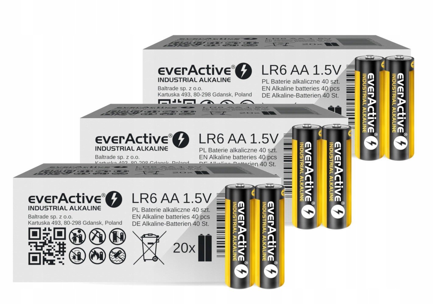 Silné alkalické baterie everActive Industrial Aa