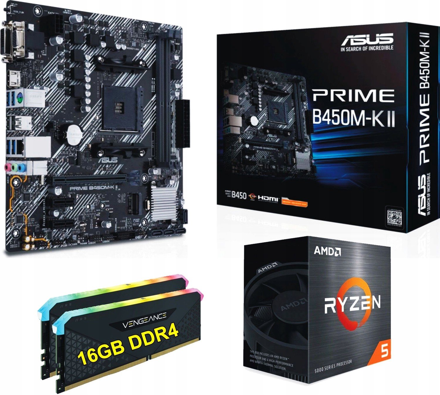 Set procesoru Amd Ryzen 5 deska AM4 16GB DDR4