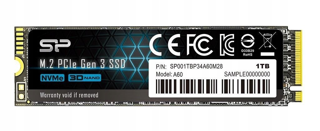 Ssd disk Silicon Power A60 1TB M.2 PCIe NVMe Gen3x
