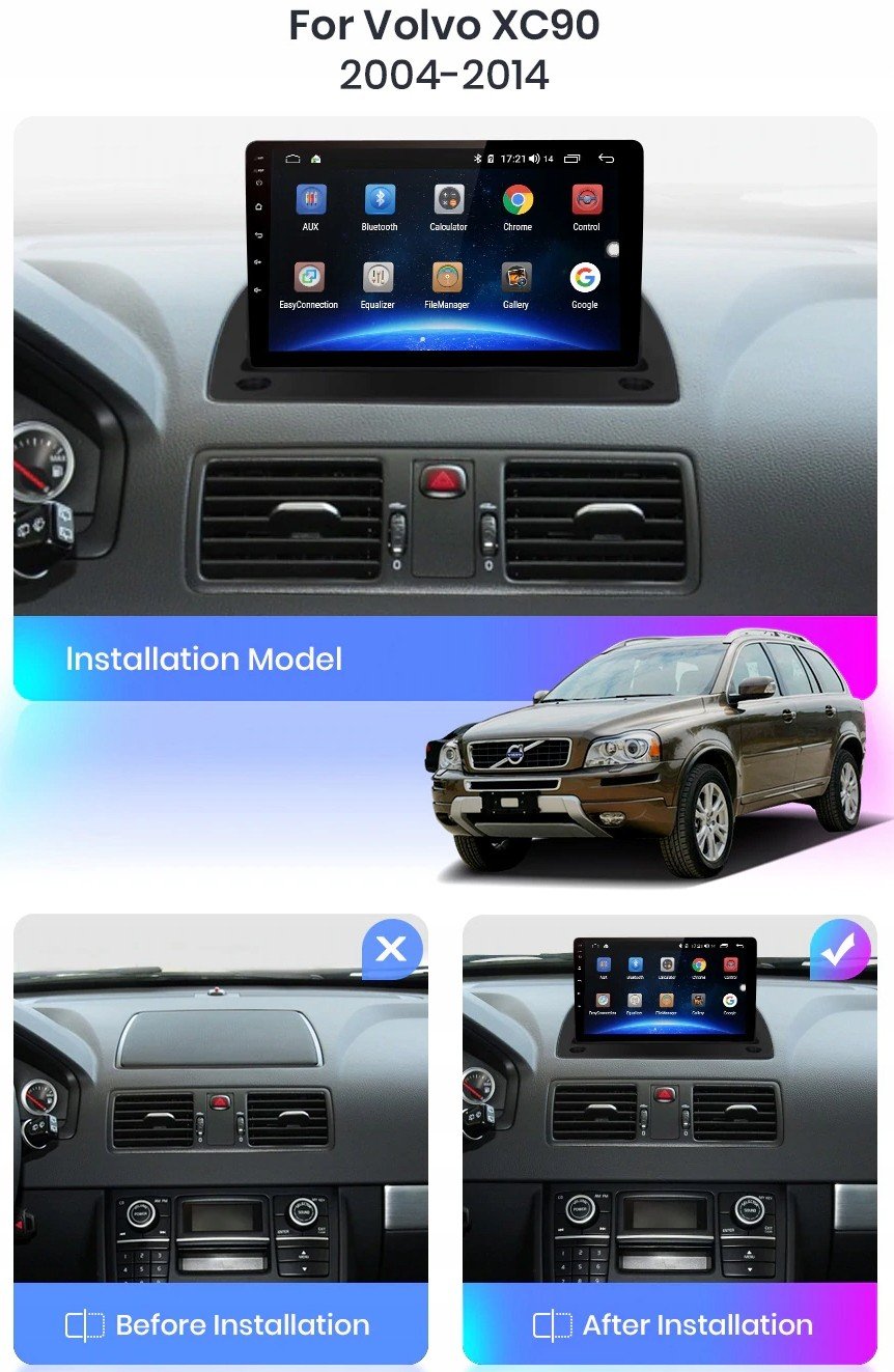 Rádio navigace Android Volvo XC90 2004-2014 WiFi