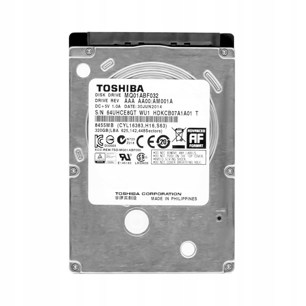 Toshiba 320GB 5,4k 8MB Sata III 2,5'' MQ01ABF032