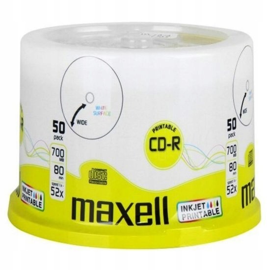 Cd-r disky 700MB 80MIN Maxell Printable cake 50ks