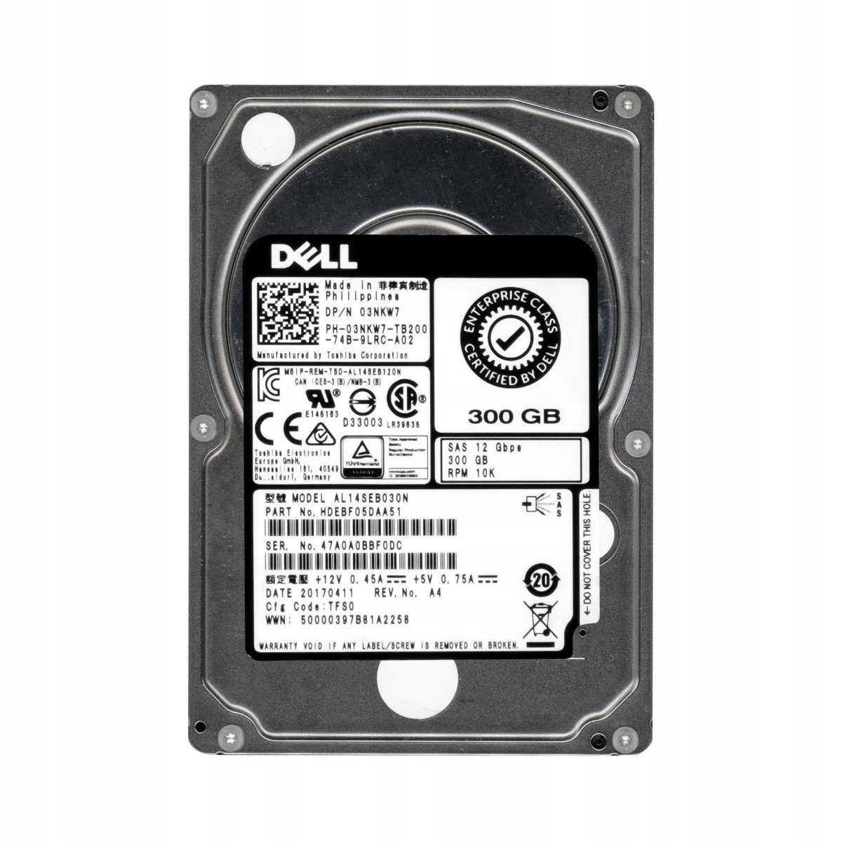 Dell 03NKW7 300GB 10K 128MB SAS-3 2.5' AL14SEB030N