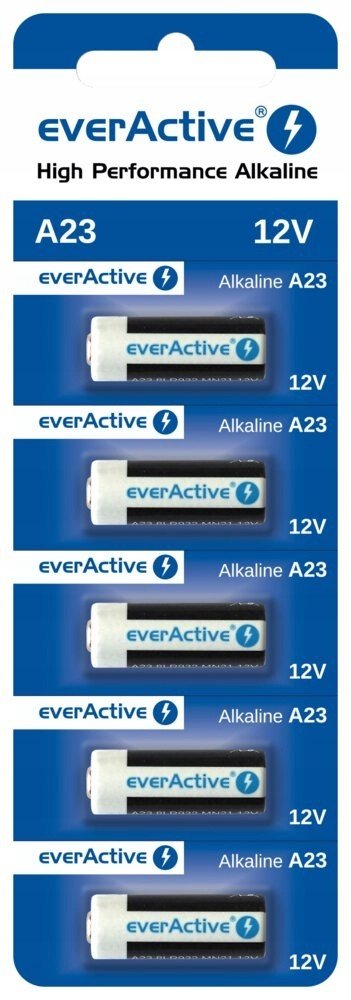 Alkalické baterie everActive A23, 12V, 5 kusů