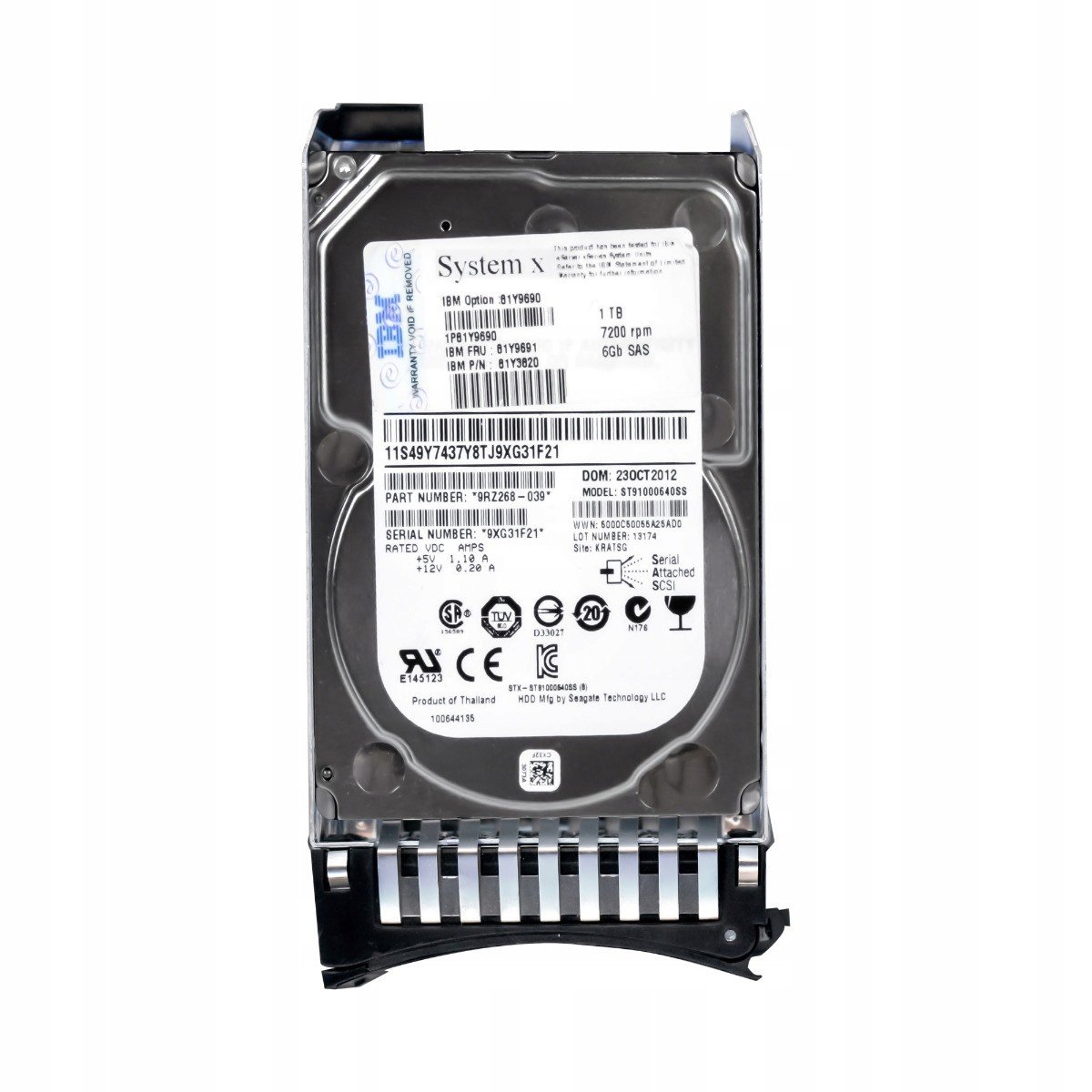 Ibm 81Y9691 81Y3820 1TB 7.2K SAS-2 ST91000640SS