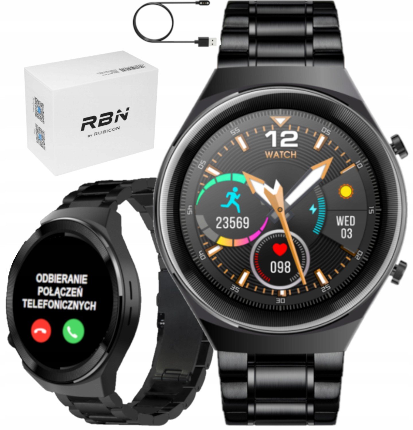 Chytré hodinky Rubicon Náramek Černý RNCE68