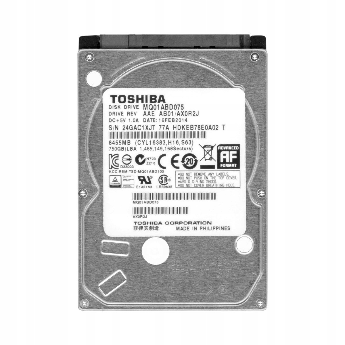 Toshiba 750GB 5,4K 8MB Sata II 2,5'' MQ01ABD075