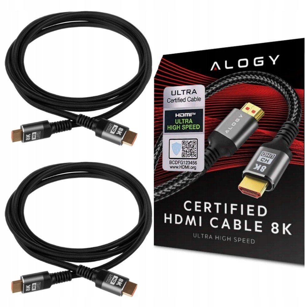 Kabel x2 Hdmi 2.1 Alogy 8K 60HZ 48GBPS 2M