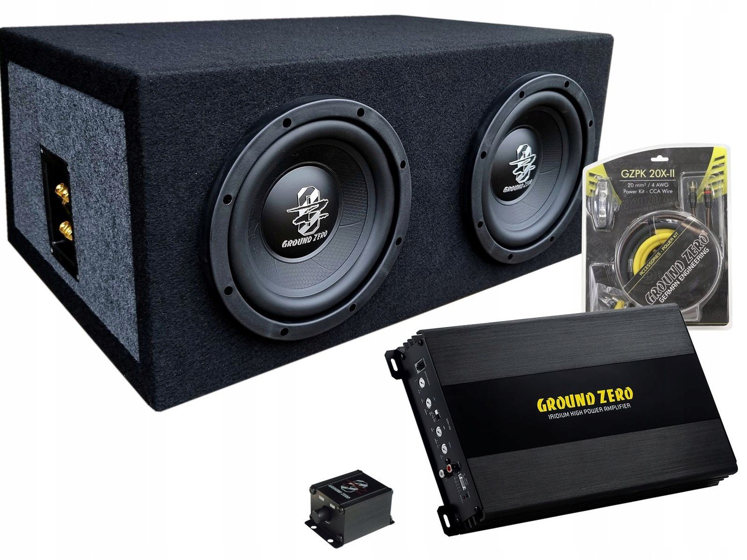 Ground Zero Gziw 200-2BR subwoofer zvýrazňuje kabely