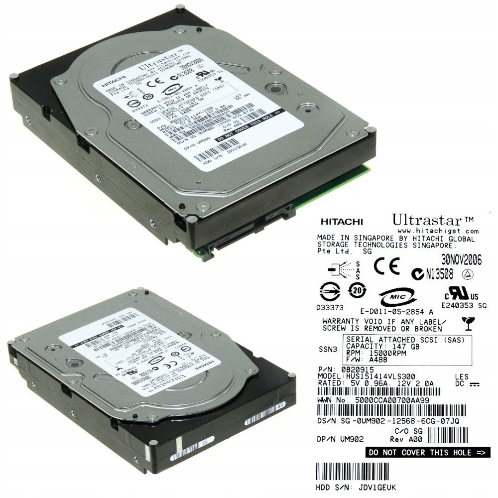 Dell 0UM902 146GB 15k Sas 3,5'' HUS151414VLS300