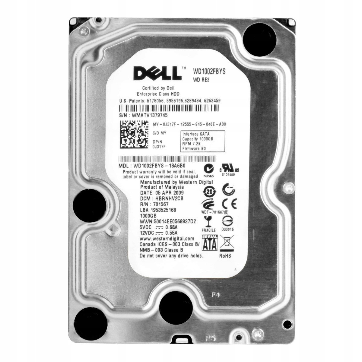 Dell 0J317F 1TB 7.2K 32MB Sata II 3.5' WD1002FBYS