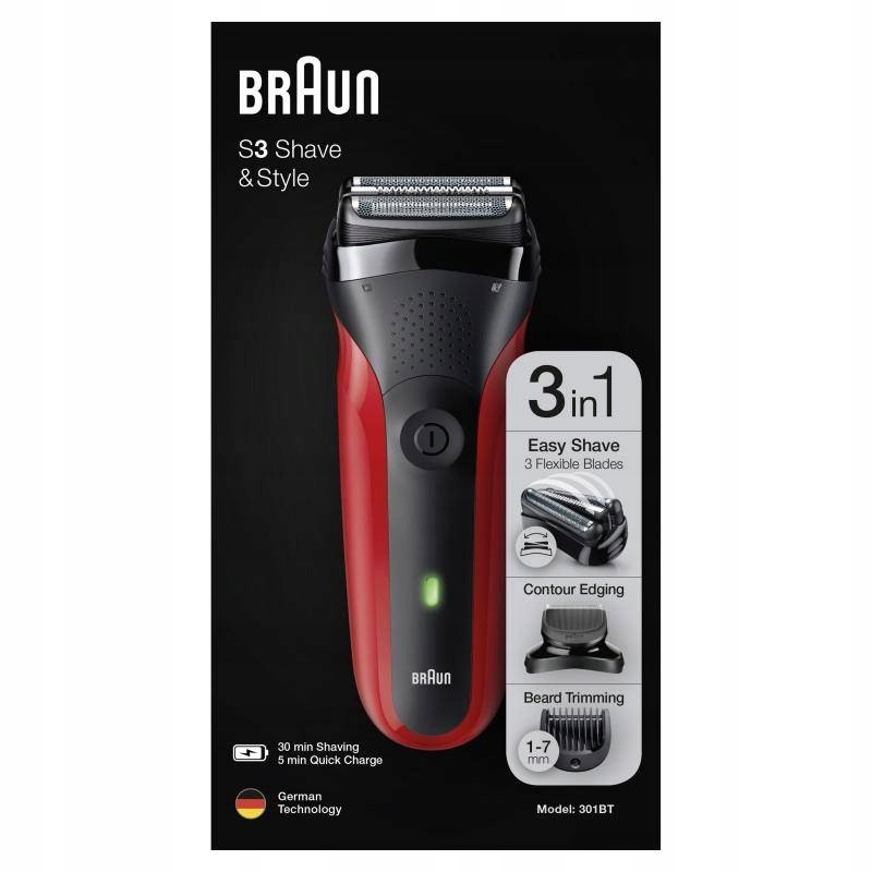 Braun Holicí strojek S3 Shave&Styl 301BT 3v1