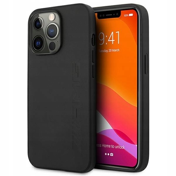Amg Leather Hot Stmped – pouzdro na iPhone 14 Pro (černé)