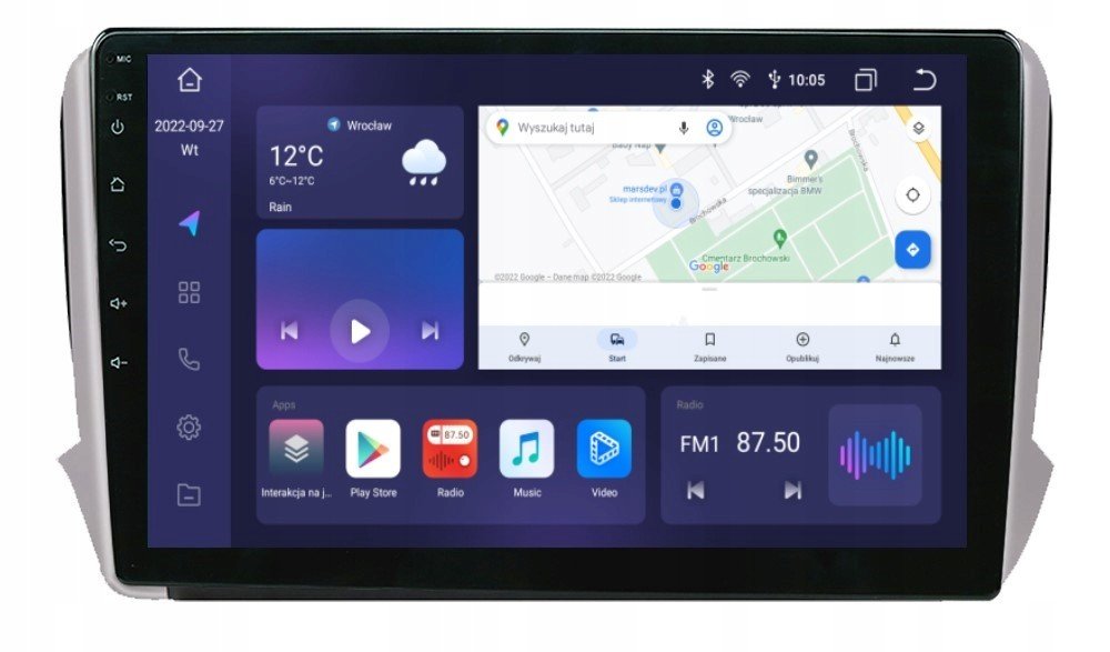 Navigace Android Peugeot 208 4/64GB Dsp Carplay