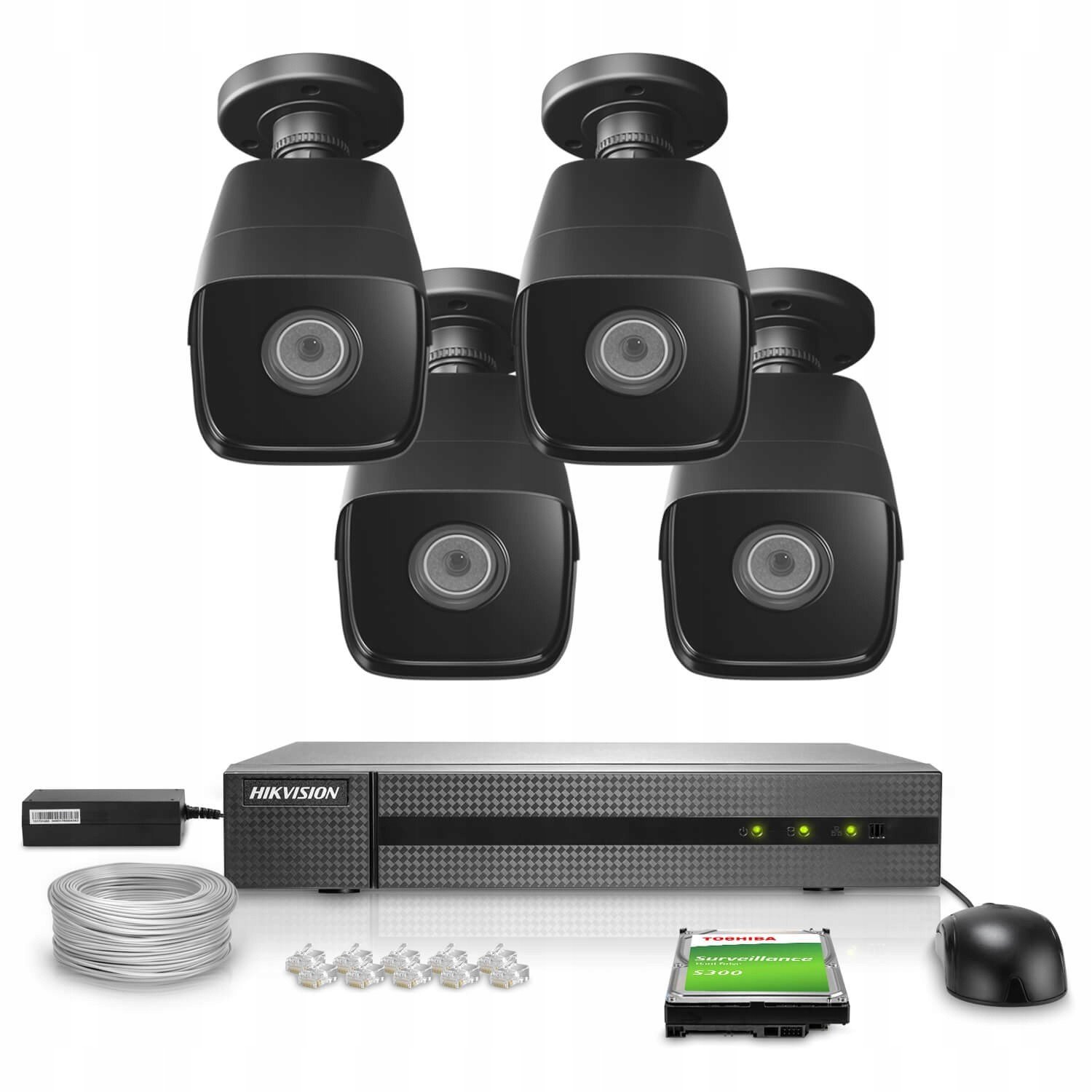 Hikvision Set Monitoringu Ip 4 PoE kamery 4MPx