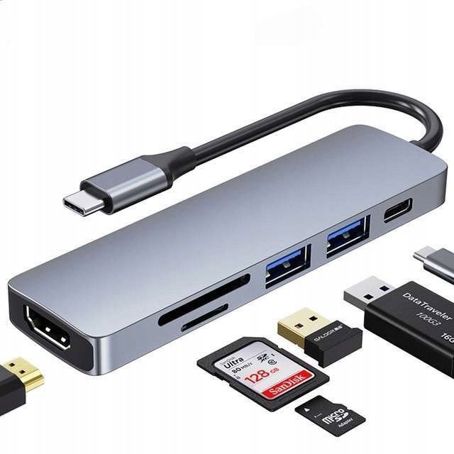 Adaptér Typ-c Hub Hdmi Type-c 2x Usb 3.0 Sd