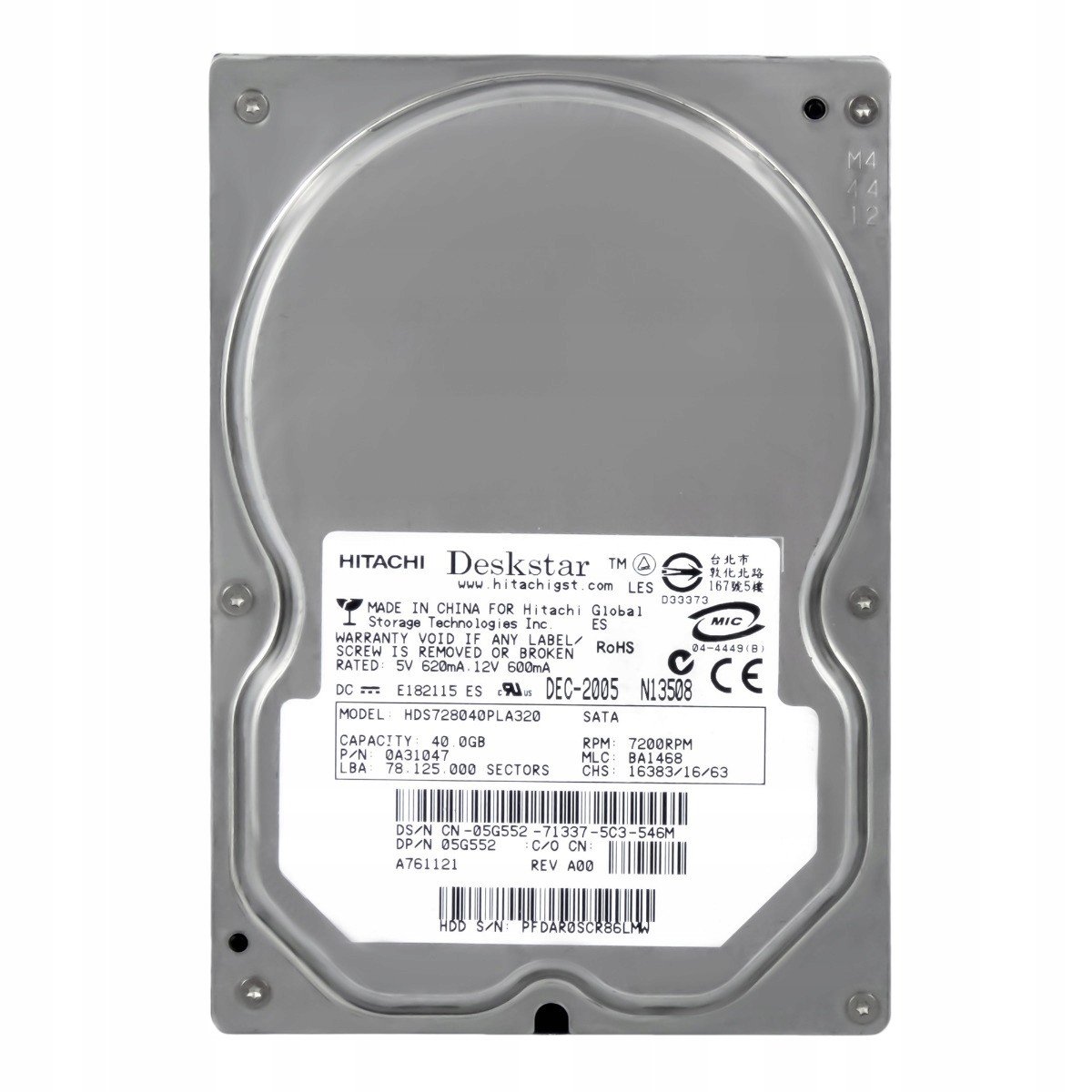 40GB 7.2k 2MB Sata II 3.5' HDS728040PLA320