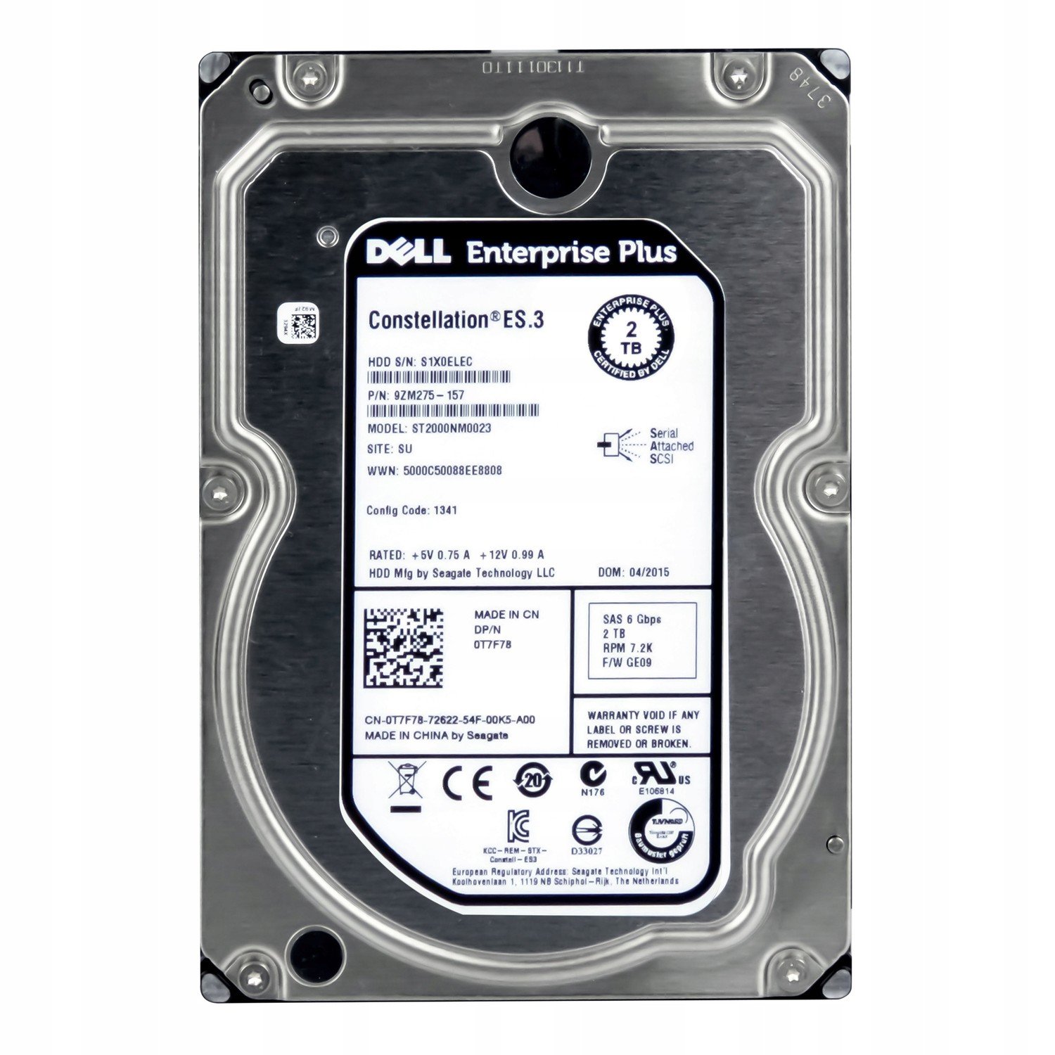 Dell 0T7F78 2TB 7.2K 128MB SAS-2 3.5' ST2000NM0023