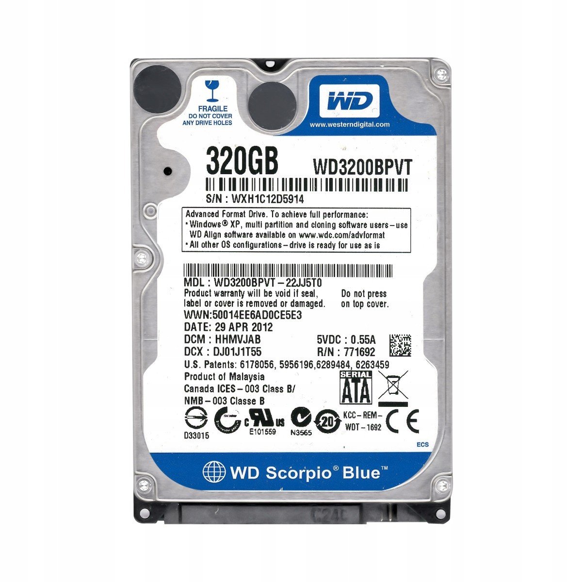 Wd Blue 320GB 5,4k 8MB Sata II 2,5'' WD3200BPVT