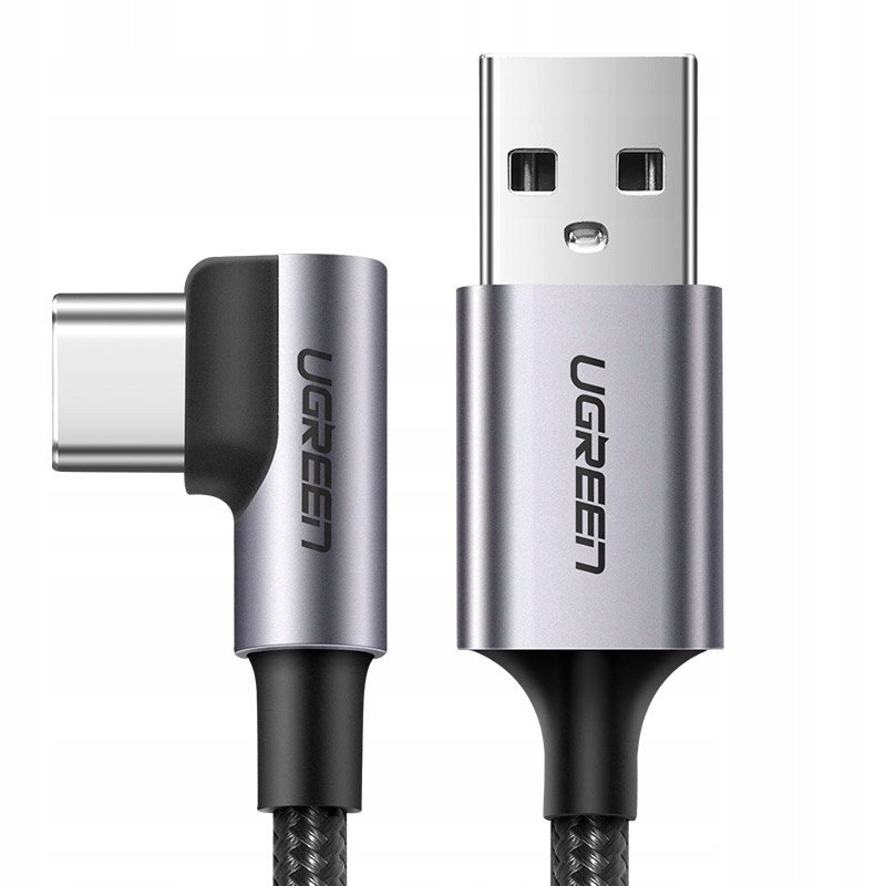 Ugreen úhlový Usb kabel Typ C 2m 3A šedý