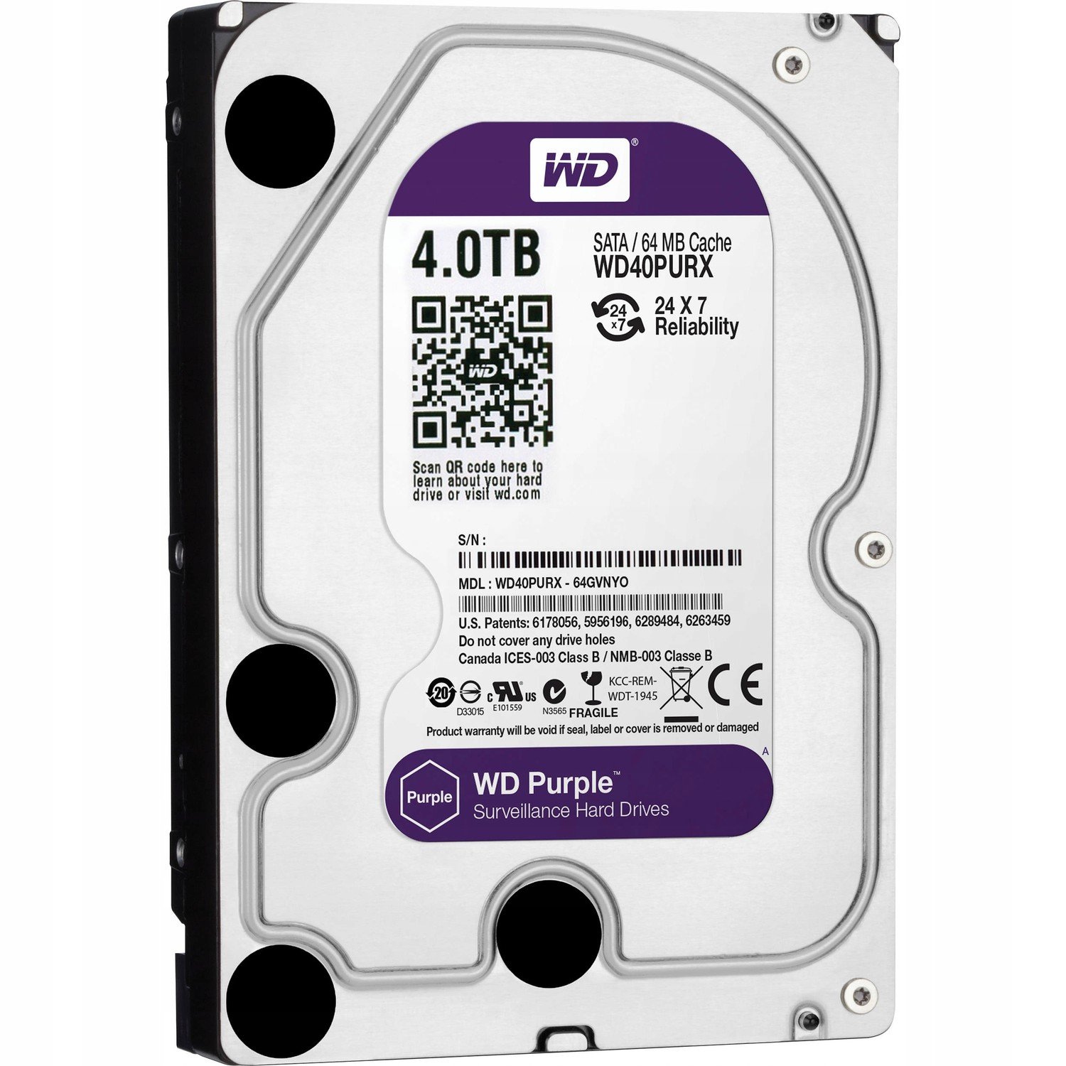 Pevný Disk 4TB Monitoring Cctv Wd Purple 3,5 Palců