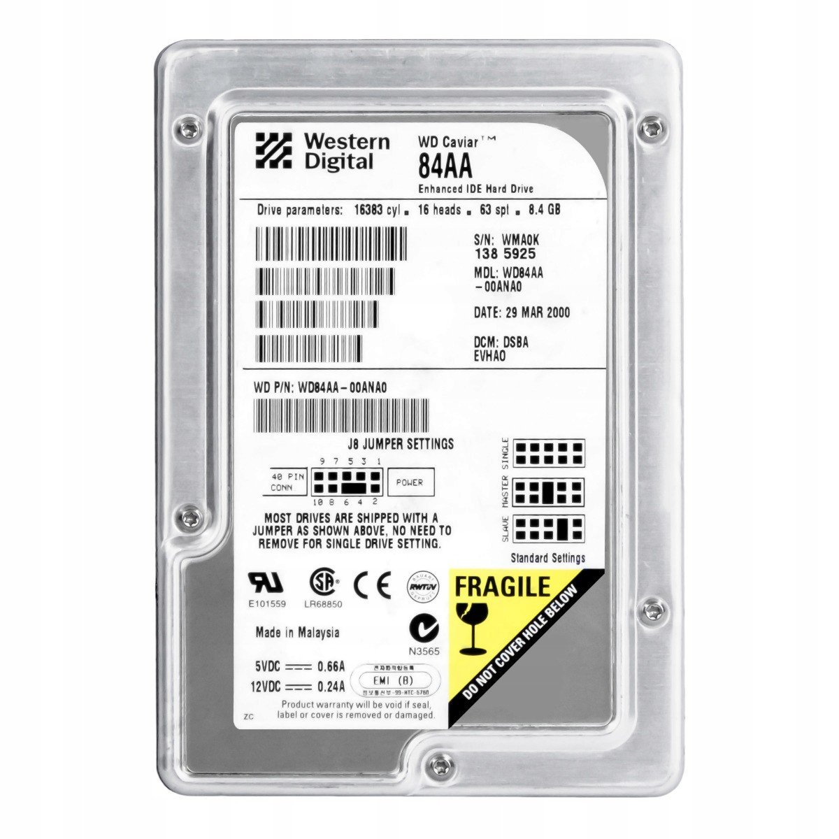 Wd Caviar 8.4GB 5.4K 2MB Ata 3.5'' WD84AA-00ANA0