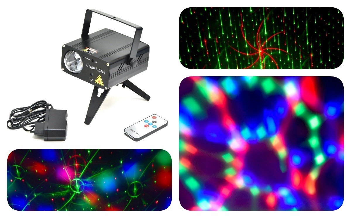 Laser Projektor Stroboskop Vzory Zelená Červená