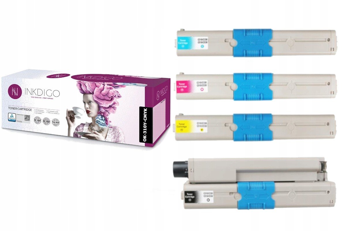 Kpl Inkdigo Oki C310 MC362dn C510dn MC562dn
