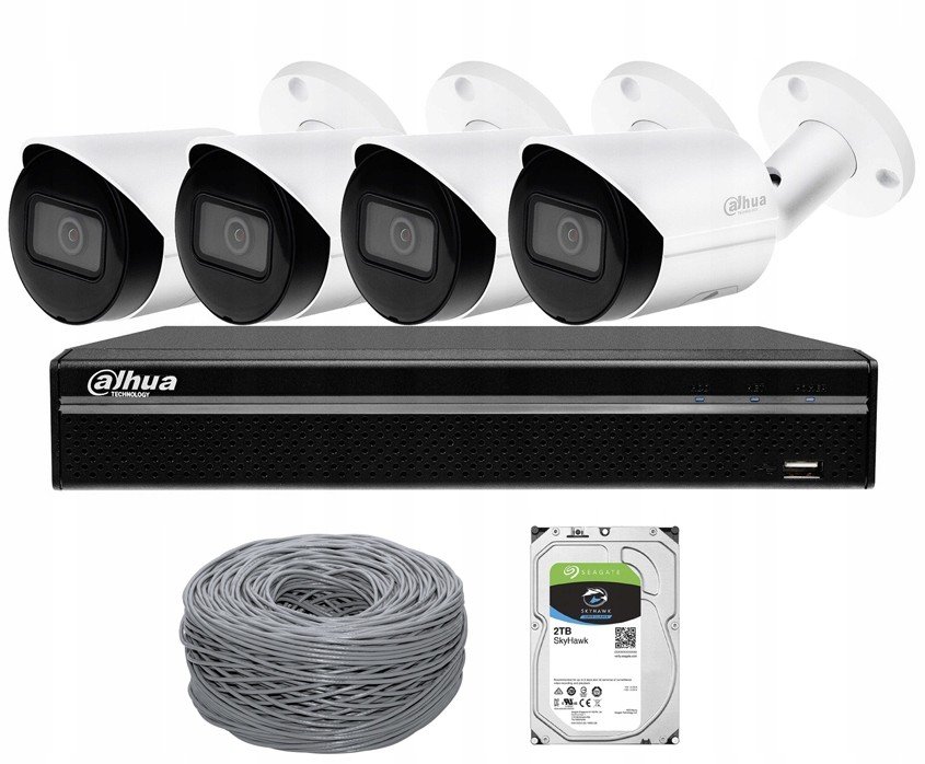 Set Ip Dahua 8MPX 4 Kamery Rekordér Disk