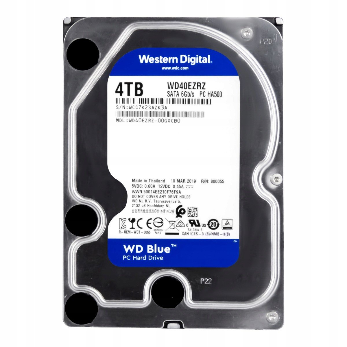 Wd Blue 4TB 5.4K Sata III 3.5'' WD40EZRZ Pc HA500